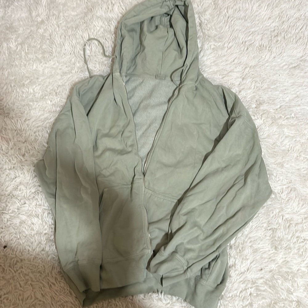 Brandy Melville Green Zip Up Sweater